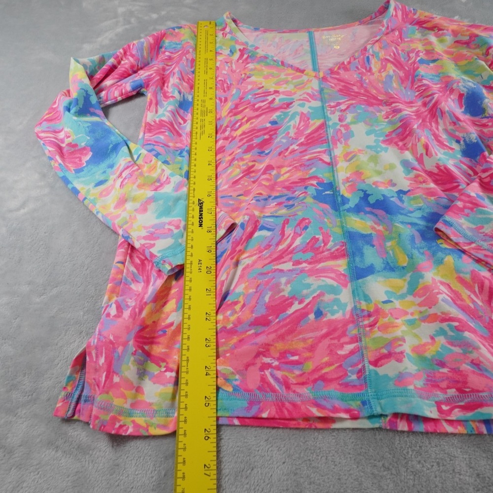 Lilly Pulitzer Treena Top Womens S Pink Tropical Preppy Luxletic Resort V Neck - Picture 5 of 11